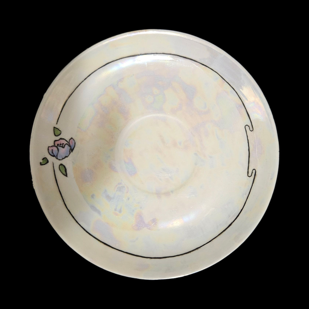 Thomas Bavaria Iridescent Floral Porcelain Saucer Vintage Germany